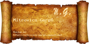 Mitrovics Gergő névjegykártya